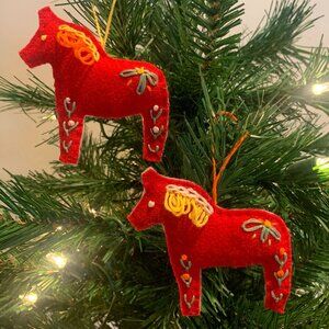 DALA HORSE Hand Embroidered Ornaments. NEW (Lot 9)